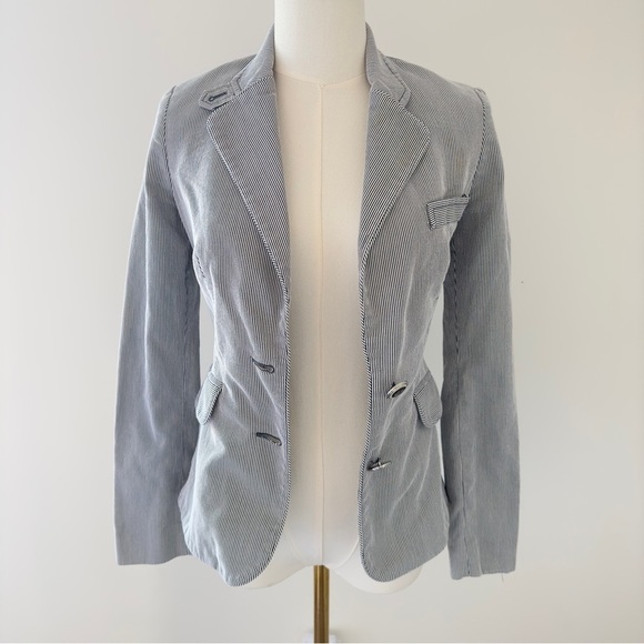 Mango Navy Women's Tailored Blazer with Notched Lapels Size 2 - Picture 2 of 8